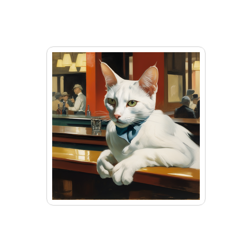 PugMug Custom White Companion Cat Sticker