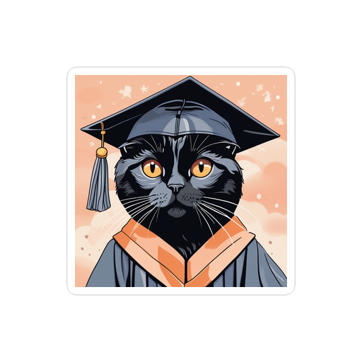 PugMug Custom Black Scottish Fold Cat Sticker