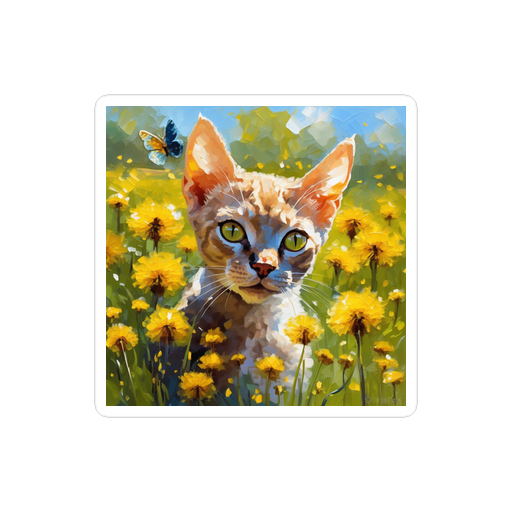 PugMug Custom Tabby Devon Rex Cat Sticker