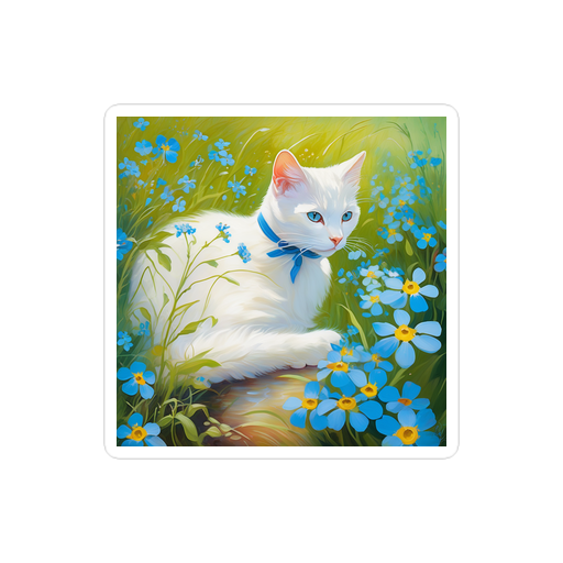 PugMug Custom White Companion Cat Sticker