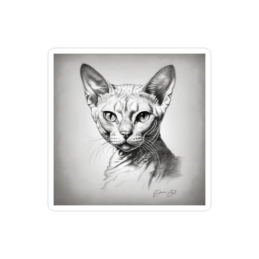 PugMug Custom White Devon Rex Cat Sticker