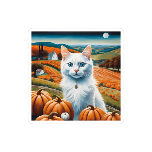 PugMug Custom White Companion Cat Sticker