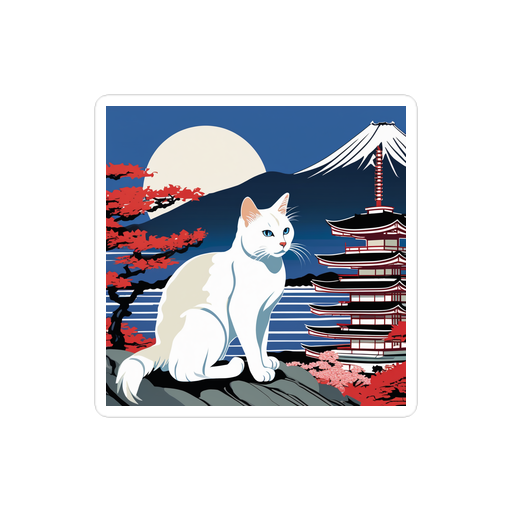 PugMug Custom White Companion Cat Sticker