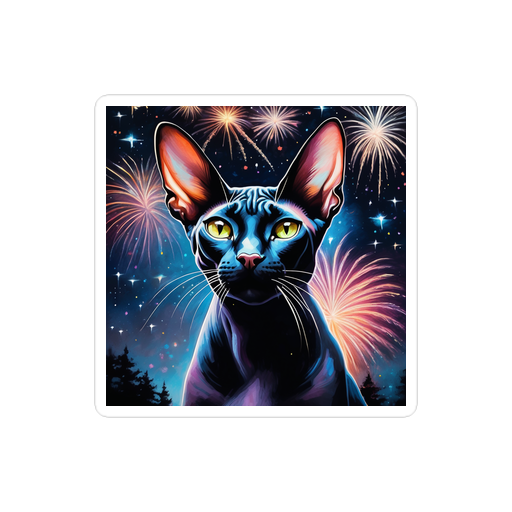 PugMug Custom Black Sphynx Cat Sticker