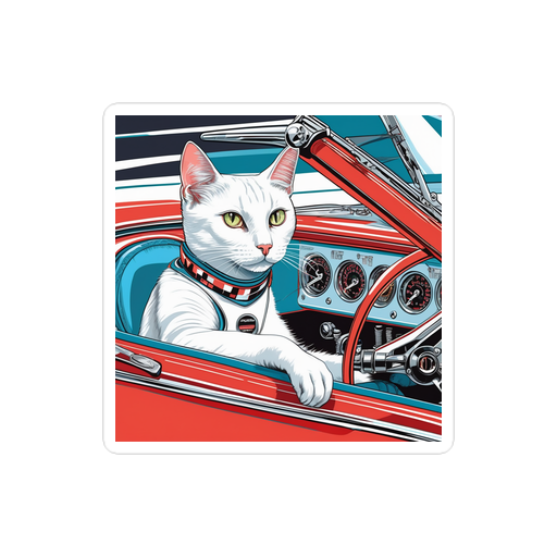 PugMug Custom White Companion Cat Sticker