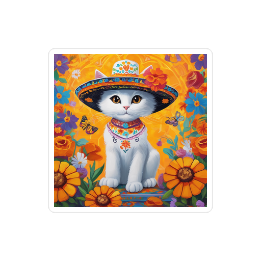 PugMug Custom White Companion Cat Sticker