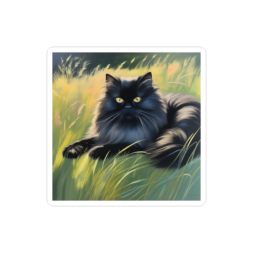 PugMug Custom Black Persian Cat Sticker