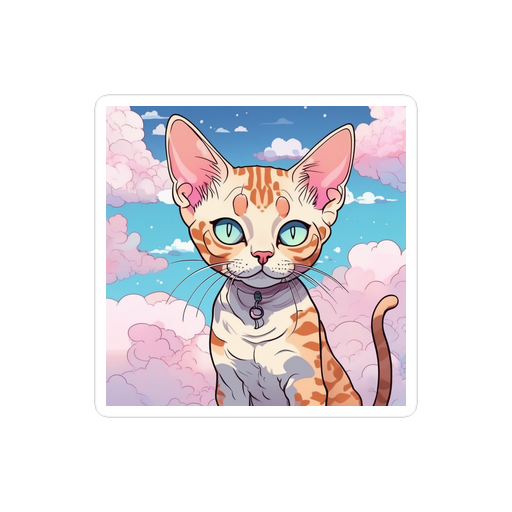 PugMug Custom Tabby Devon Rex Cat Sticker
