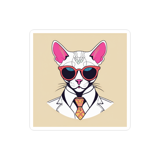 PugMug Custom White Devon Rex Cat Sticker