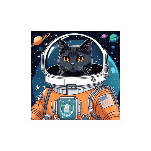 PugMug Custom Black British Shorthair Cat Sticker