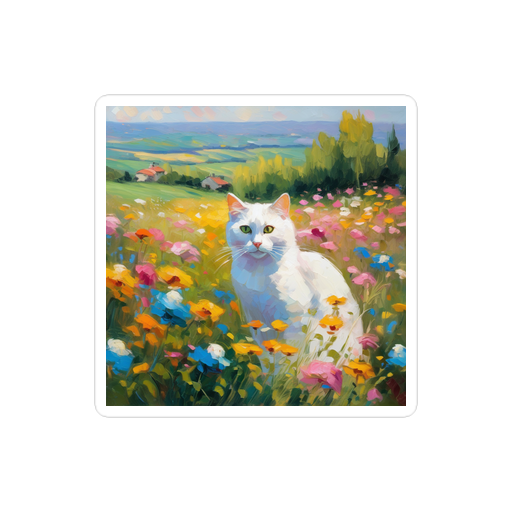 PugMug Custom White Companion Cat Sticker