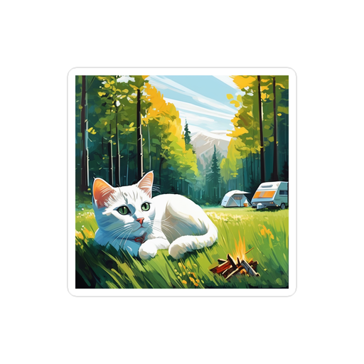 PugMug Custom White Companion Cat Sticker