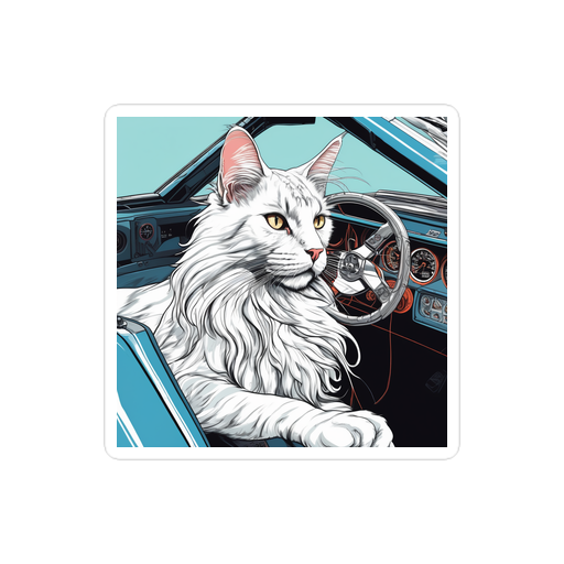 PugMug Custom White Maine Coon Cat Sticker