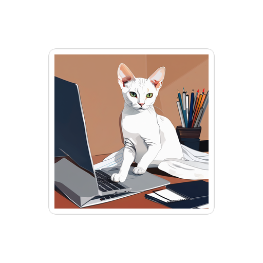 PugMug Custom White Devon Rex Cat Sticker