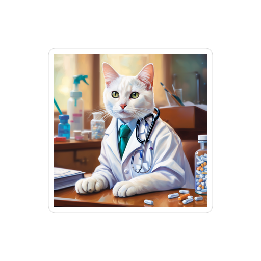 PugMug Custom White Companion Cat Sticker