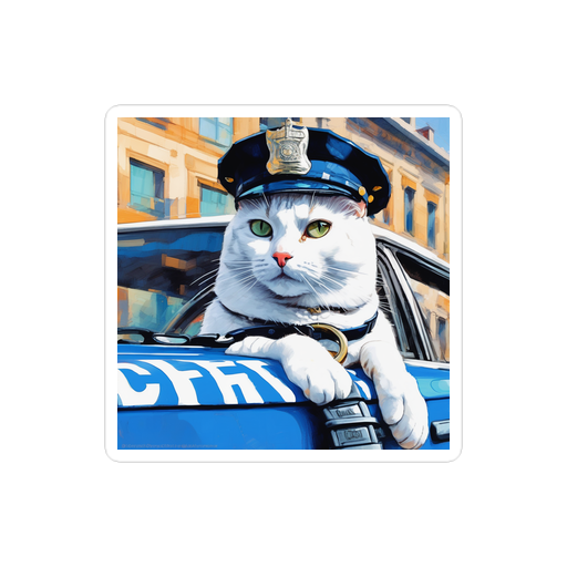 PugMug Custom White Companion Cat Sticker