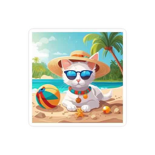 PugMug Custom White Companion Cat Sticker