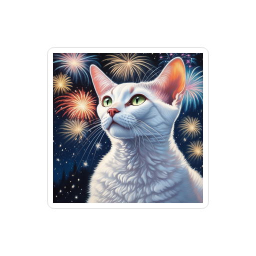 PugMug Custom White Devon Rex Cat Sticker