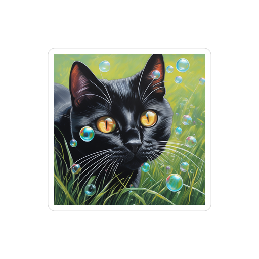 PugMug Custom Black American Shorthair Cat Sticker