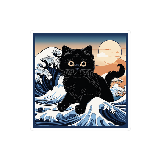 PugMug Custom Black Persian Cat Sticker