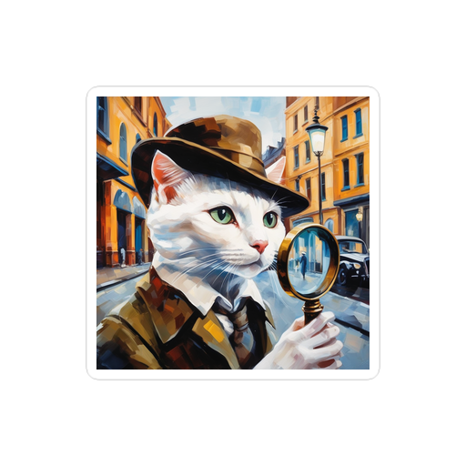 PugMug Custom White Companion Cat Sticker