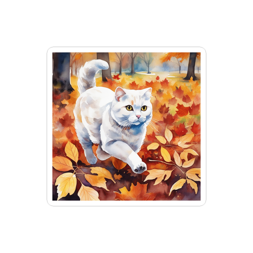 PugMug Custom White Scottish Fold Cat Sticker