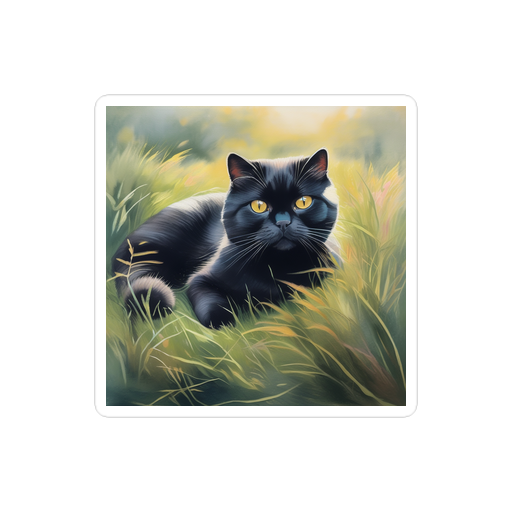 PugMug Custom Black Scottish Fold Cat Sticker