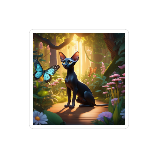 PugMug Custom Black Sphynx Cat Sticker