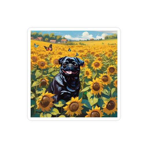 PugMug Custom Black Pug Sticker