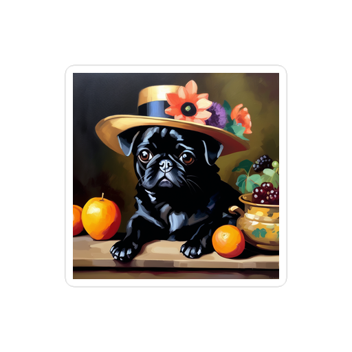 PugMug Custom Black Pug Sticker