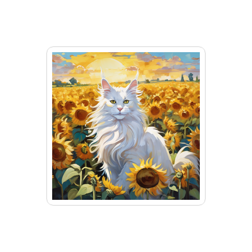 PugMug Custom White Maine Coon Cat Sticker