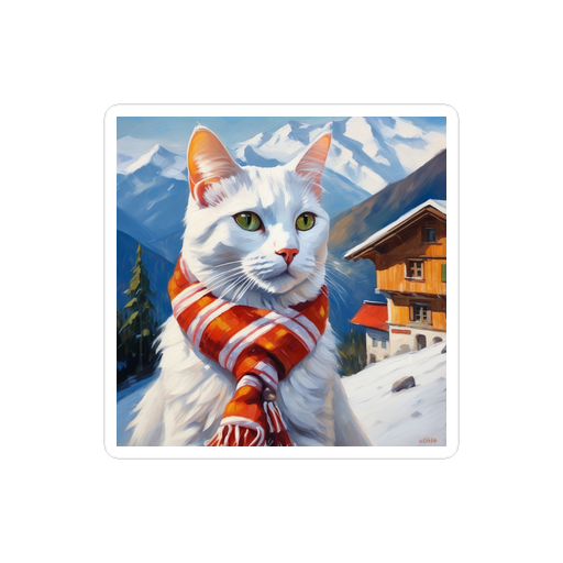 PugMug Custom White Companion Cat Sticker