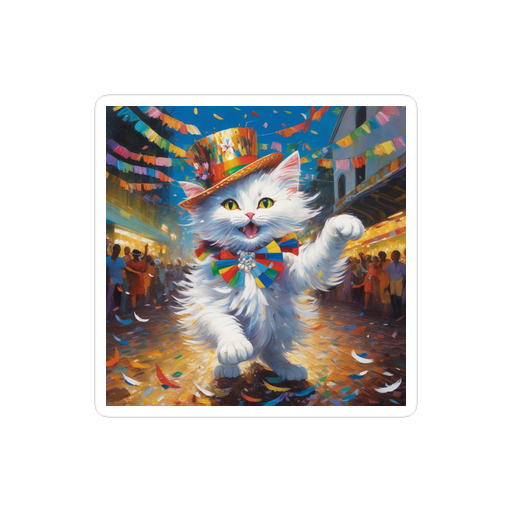 PugMug Custom White Companion Cat Sticker