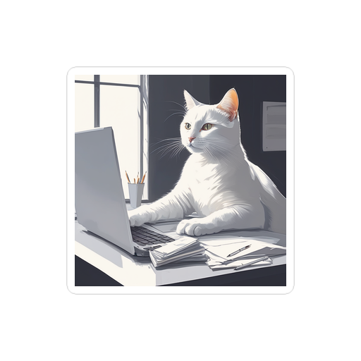 PugMug Custom White Companion Cat Sticker