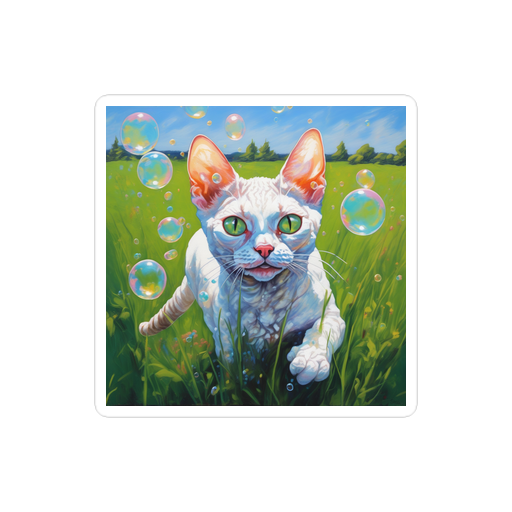 PugMug Custom White Devon Rex Cat Sticker