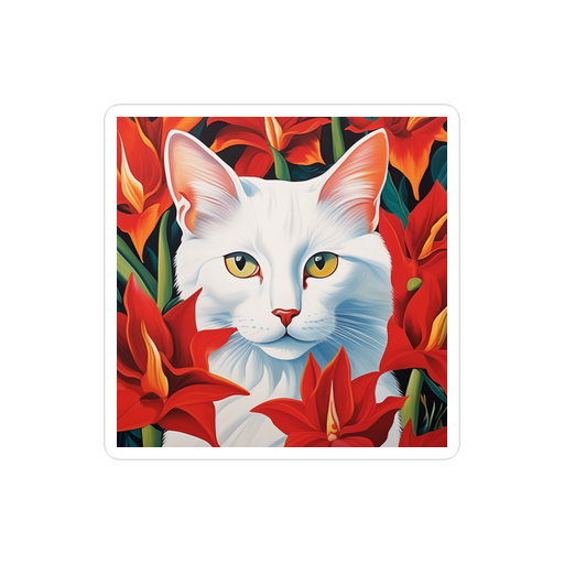 PugMug Custom White Companion Cat Sticker