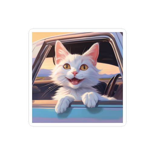 PugMug Custom White Companion Cat Sticker