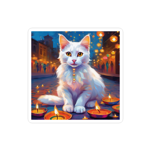 PugMug Custom White Companion Cat Sticker