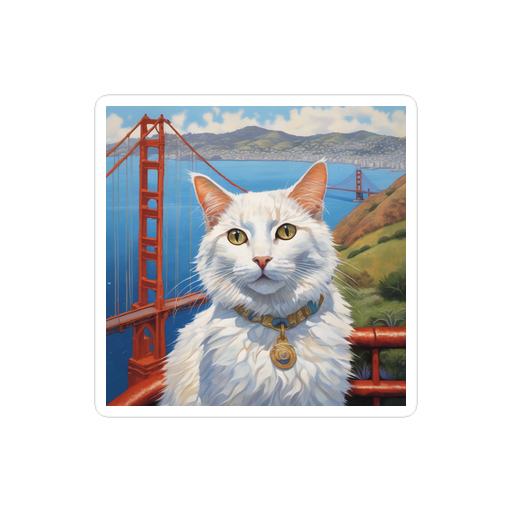 PugMug Custom White Companion Cat Sticker