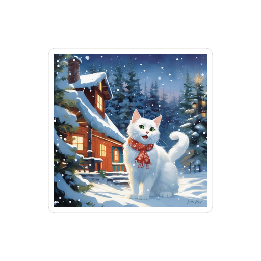 PugMug Custom White Companion Cat Sticker