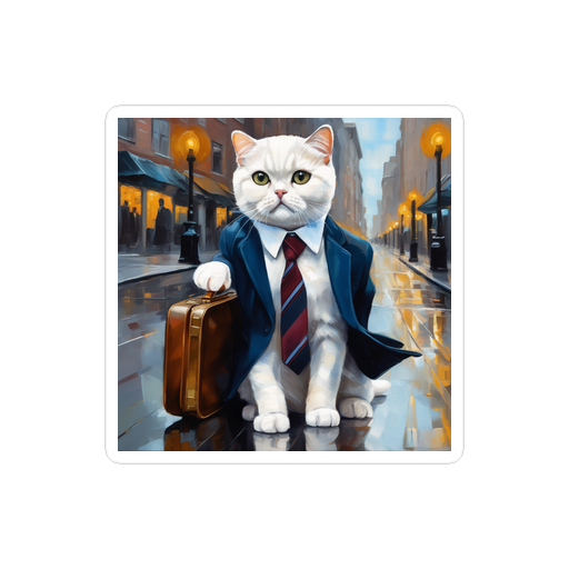 PugMug Custom White Scottish Fold Cat Sticker
