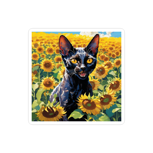 PugMug Custom Black Devon Rex Cat Sticker
