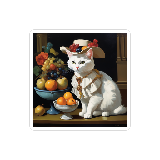 PugMug Custom White Companion Cat Sticker