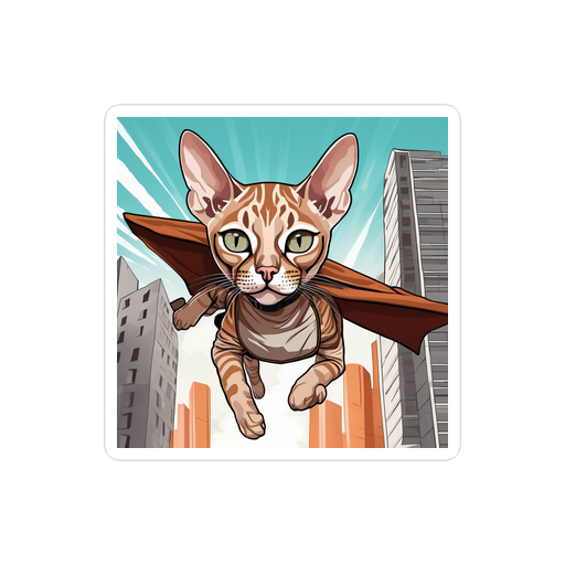 PugMug Custom Tabby Devon Rex Cat Sticker