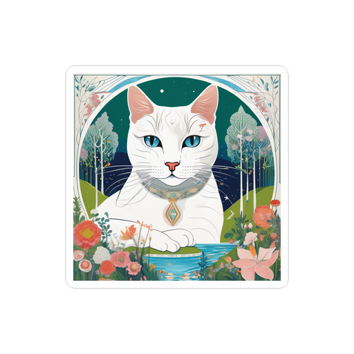 PugMug Custom White Companion Cat Sticker