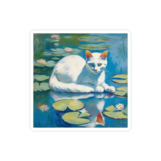 PugMug Custom White Companion Cat Sticker