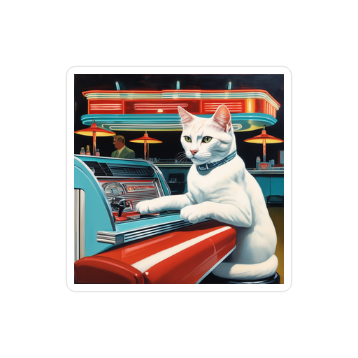 PugMug Custom White Companion Cat Sticker