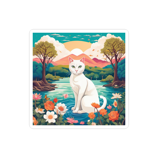 PugMug Custom White Companion Cat Sticker