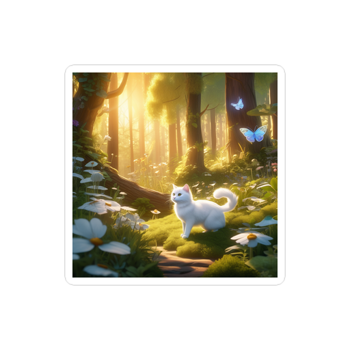 PugMug Custom White Companion Cat Sticker