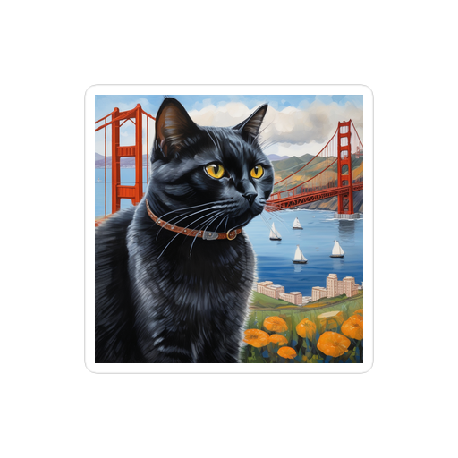 PugMug Custom Black British Shorthair Cat Sticker